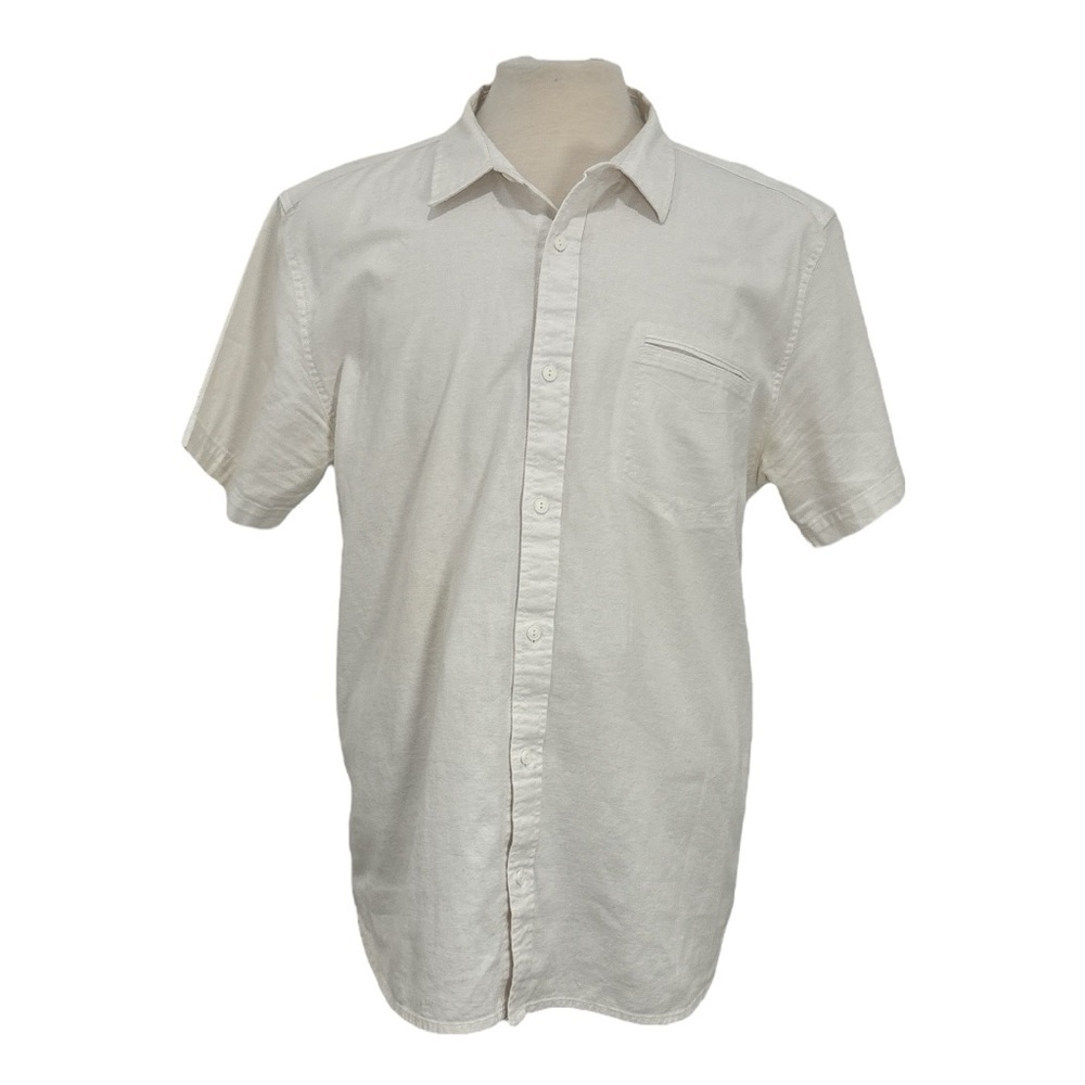 Levi's Stretch Men's XL Cream Short Sleeve Button Up Shirt Casual Summer Pocket